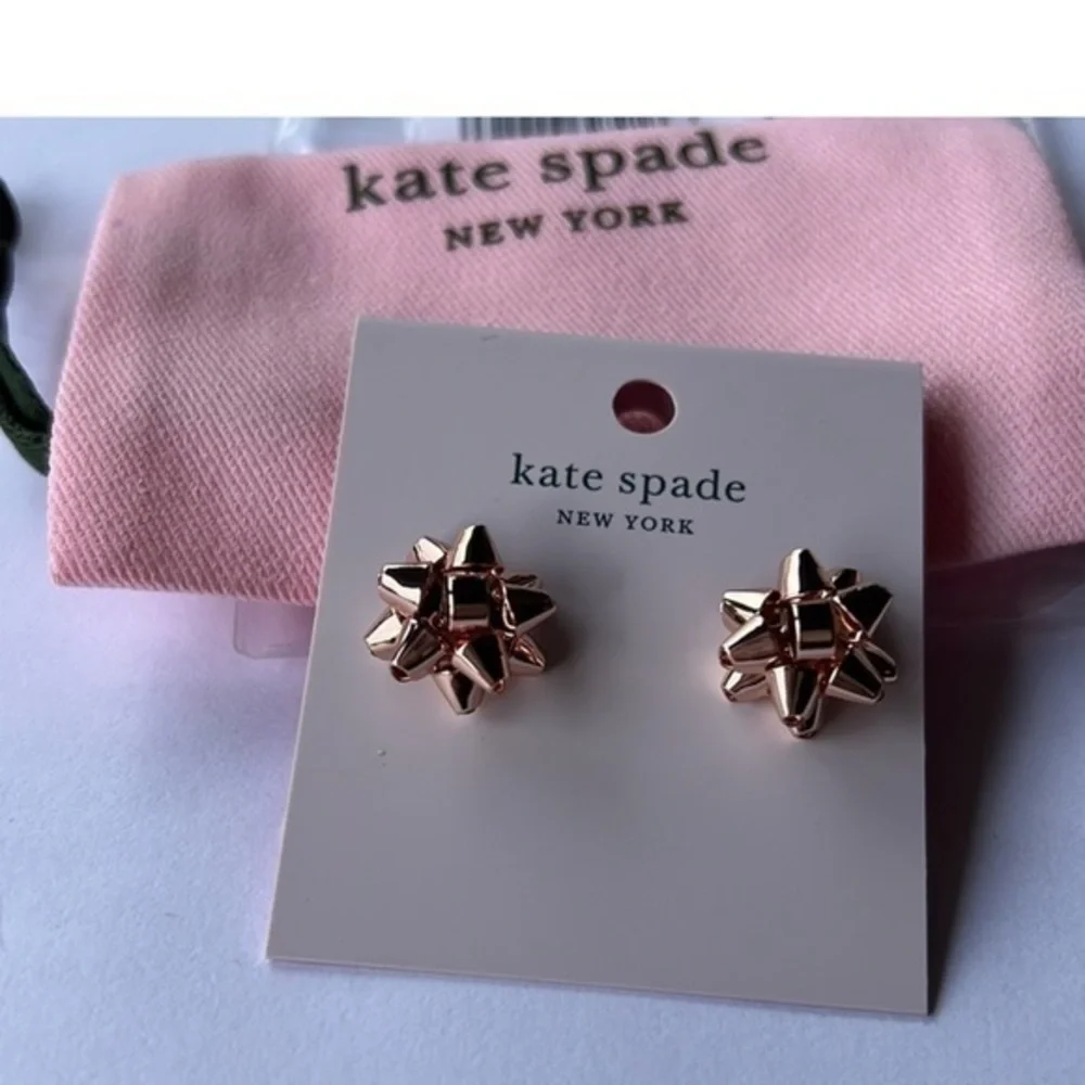 CLEARANCE🆕kate spade♠️Bourgeois ROSE GOLD Classic HOLIDAY Bow Stud Earrings